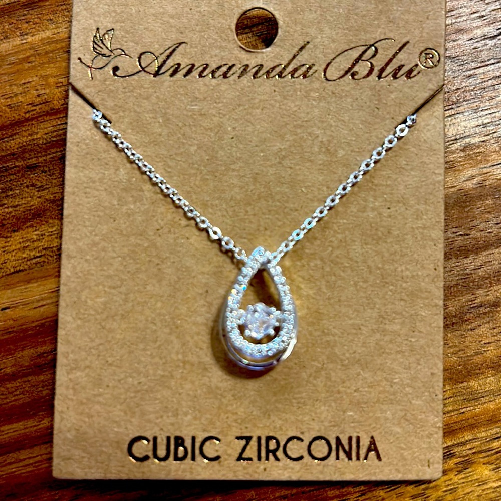 Silver teardrop cluster necklace